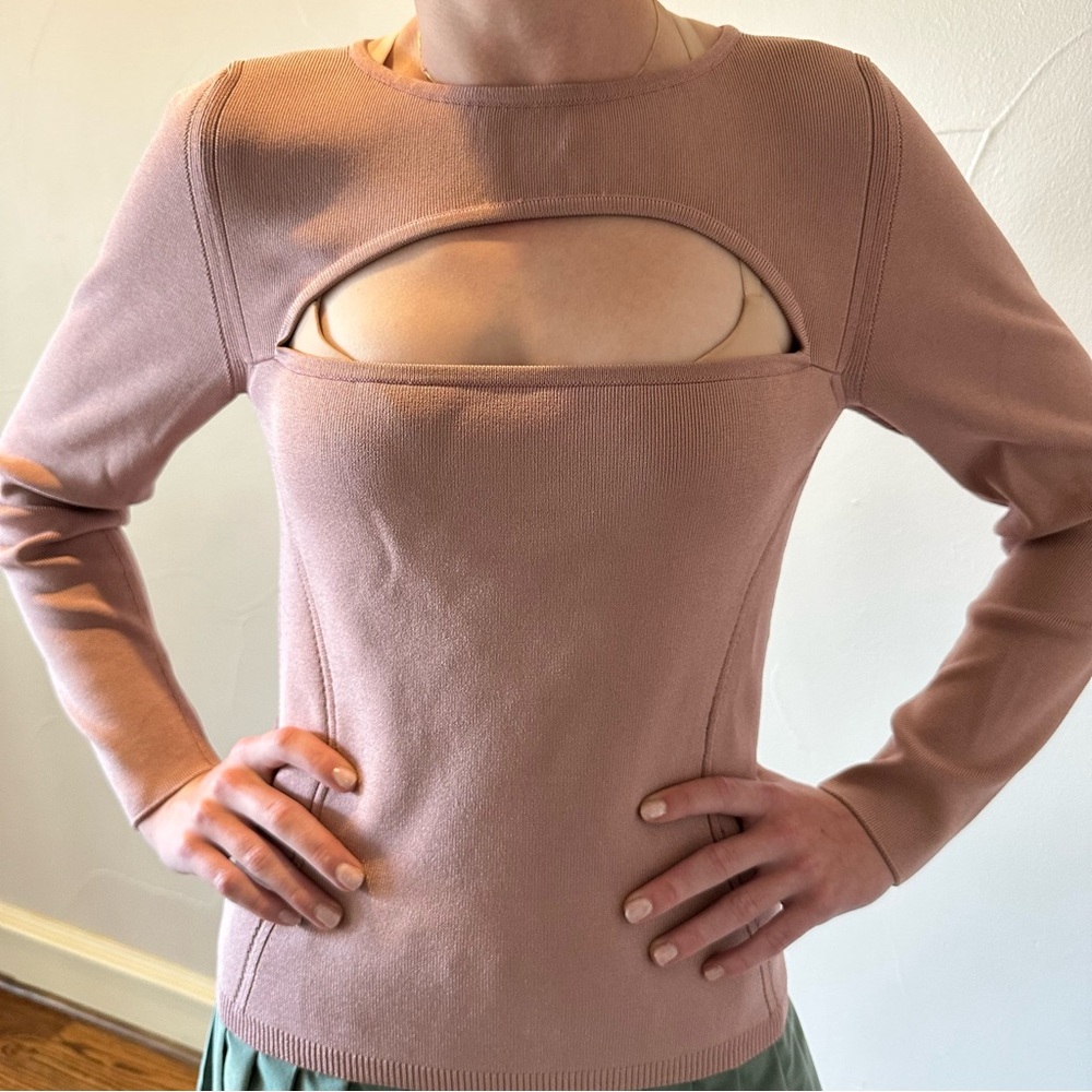 CUSHNIE ET OCHS Women's Mauve Cutout Long Sleeve Top Size L